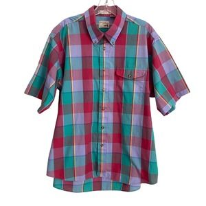 The Fox Collection Mens XL Plaid Button Down Shirt Short Sleeve MultiColor Retro